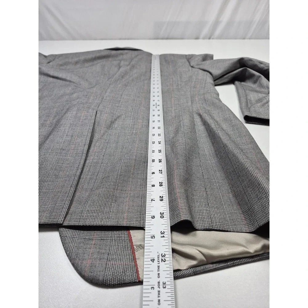 VTG Sansabelt Suit Mens 48 Gray Poly Wool Plaid Tweed 2 Piece 44x36 USA NWT